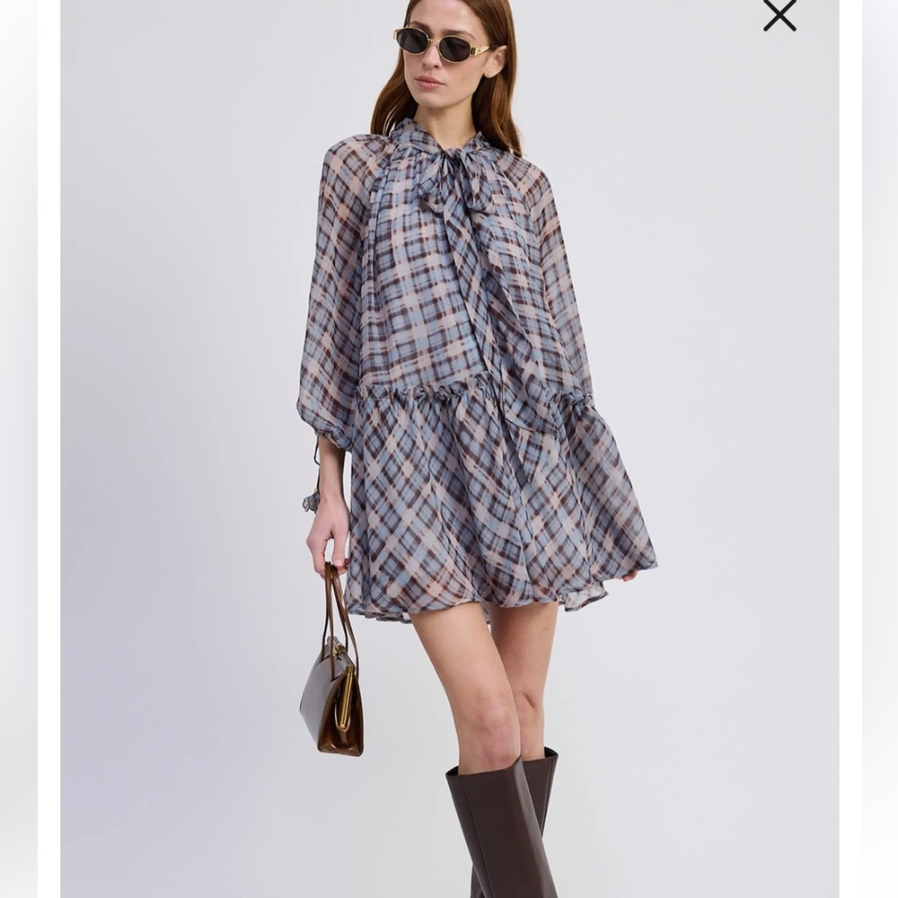 En Saison Briar Plaid Long Sleeve Minidress